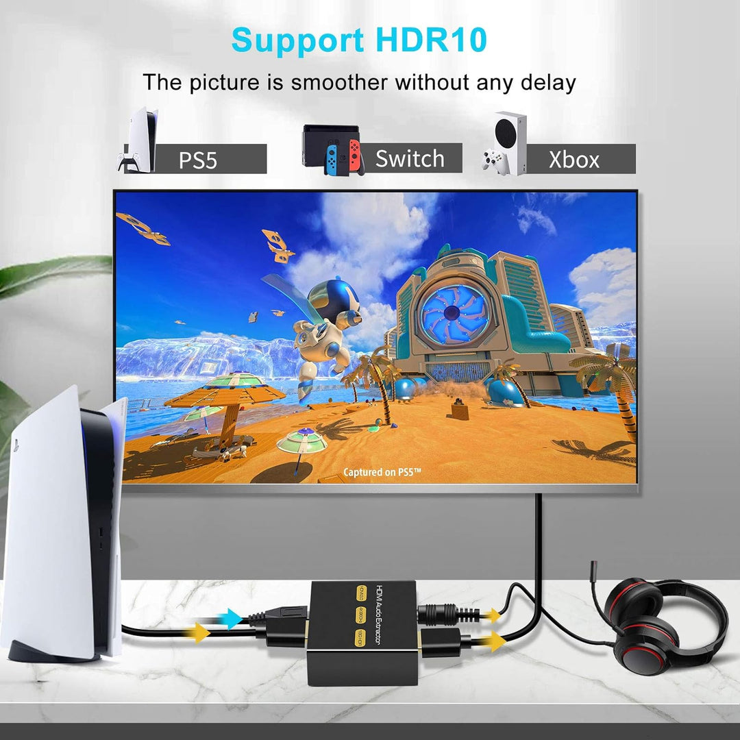 KUYiA HDMI 2.0 Audio Extractor HDMI 2.0 V auf HDMI Video und Audio Splitter Konverter mit 3,5 mm Ste