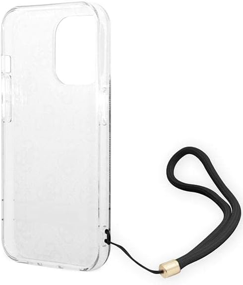 GUESS GUOHCP14LH4STK Hülle für iPhone 14 Pro 6,1" schwarz/Black hardcase 4G Print Strap