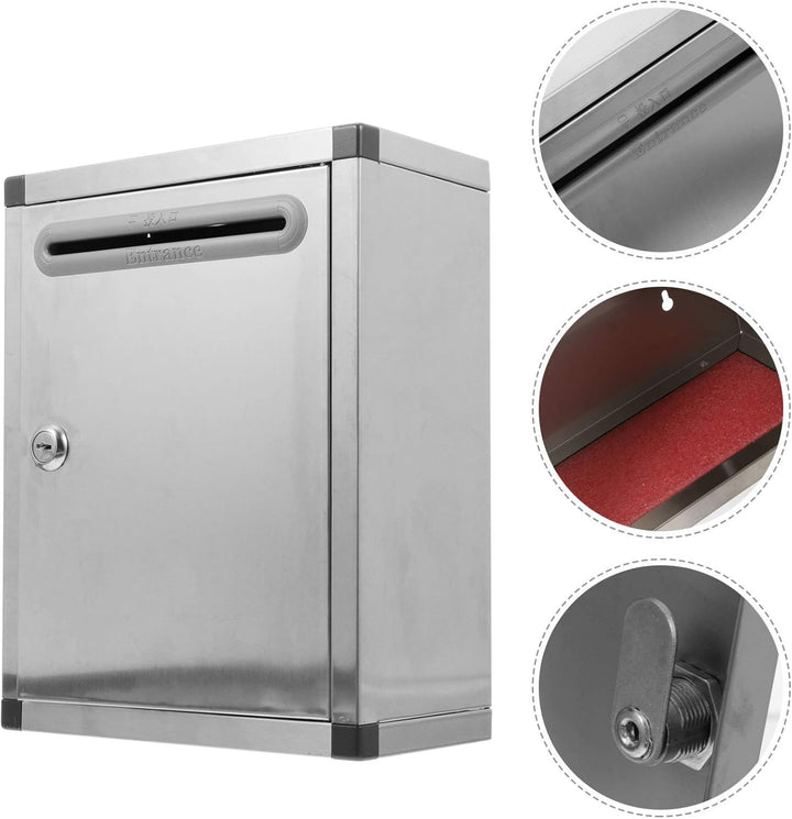 NUOBESTY Stainless Steel Weingläser Bunt Wand- Verriegelung Hochkant- Briefkasten Wand- Briefkasten