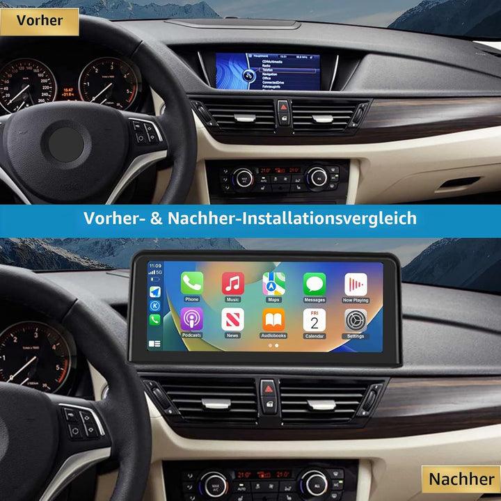 Autoradio 10,25-Zoll-Touchscreen mit kabellosem Carplay und Android Auto für 2009-2015 BMW X1-Serie