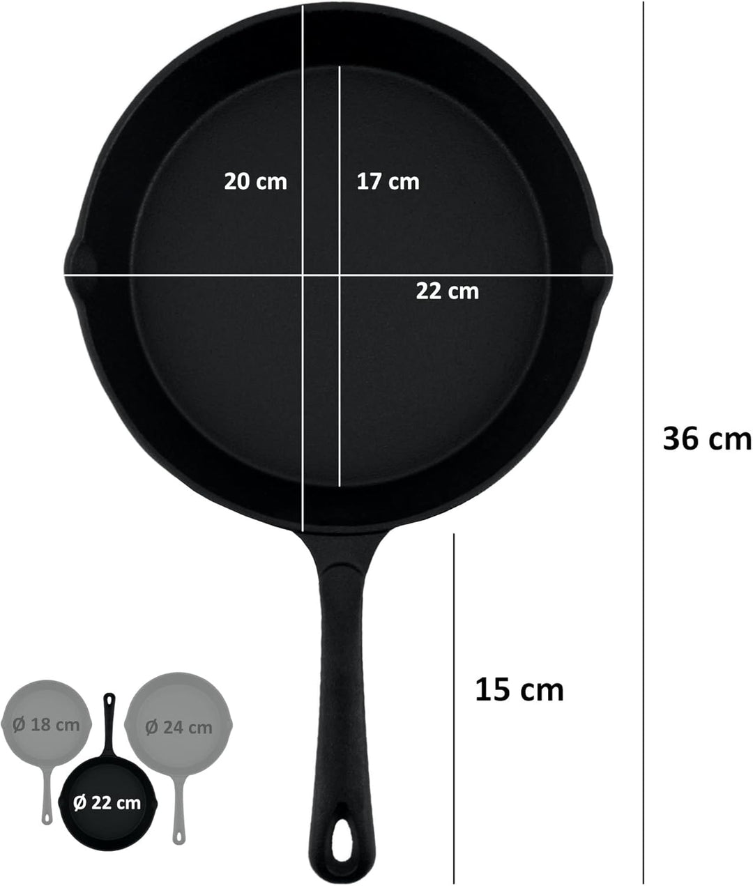 BBQ-Toro Gusseisen Brat- und Steak Pfannen Set mit PRO3+ Beschichtung | Ultimate Serie | Ø 16 cm, Ø