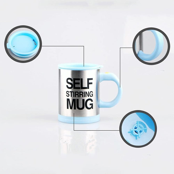 Automatischer Rührbecher, 400 ml, elektrischer Kaffee-Mixbecher für Reisen, Haushalt, Geschenk, Blau
