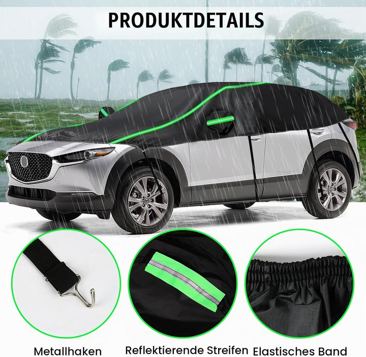 Auto Schwarzes Halbgarage für Mazda CX-30 2019-2024, LWB Soft Windschutzscheibe Abdeckung Hälfte Aut