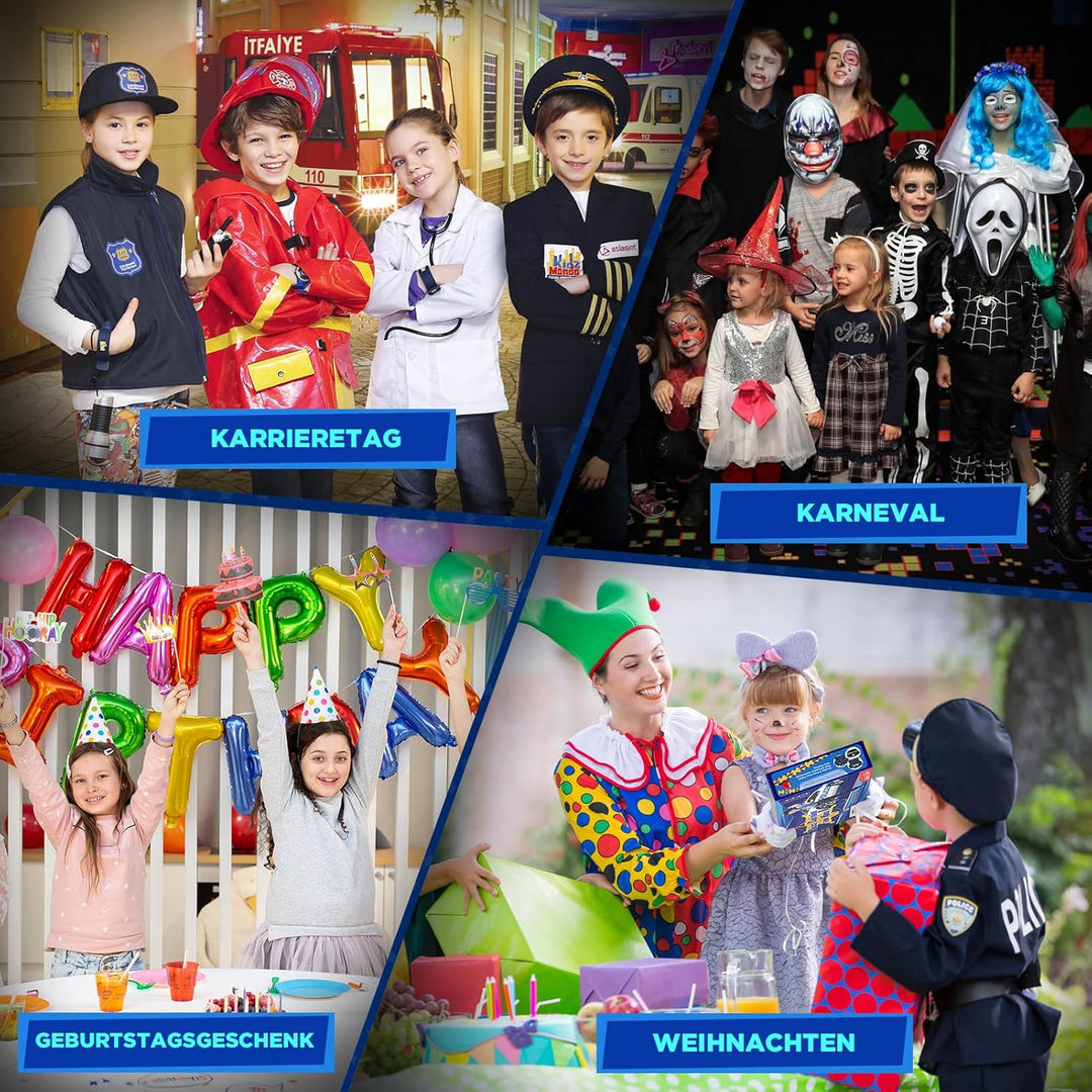 INNOCHEER Polizei Kostüm Kinder, Polizei Kostüm für Kinder, Polizei Spielzeug für Kinder Jungen Hall