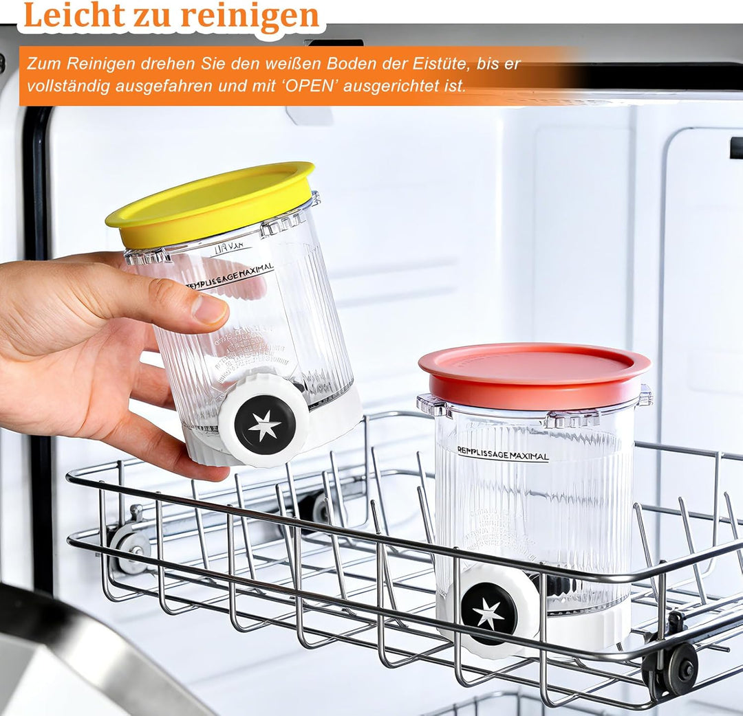 4 Stück Behälter für Ninja Creami Eismaschine NC701EU NC700 Serie, 480ML Creami Becher BPA-frei & Sp