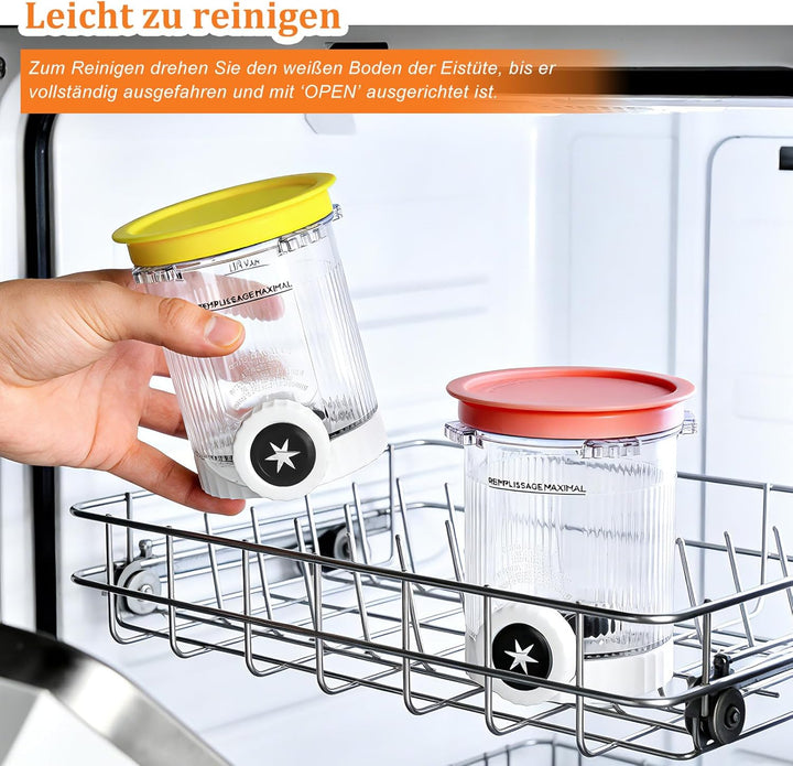 4 Stück Behälter für Ninja Creami Eismaschine NC701EU NC700 Serie, 480ML Creami Becher BPA-frei & Sp