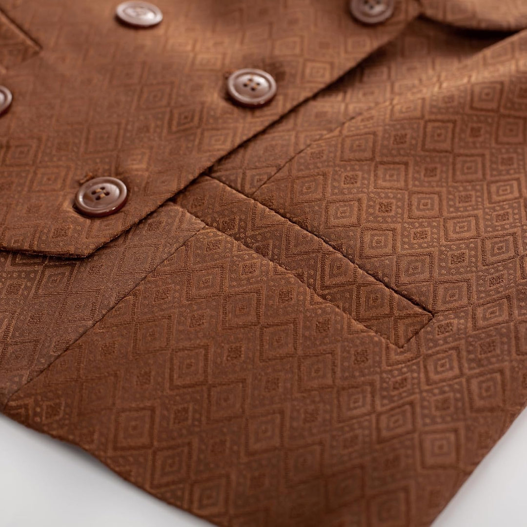 Belle Poque Damen Weste mit Gebogenes Revers V-Ausschnitt Karierte Weste mit Zwei Taschen Geometrisc