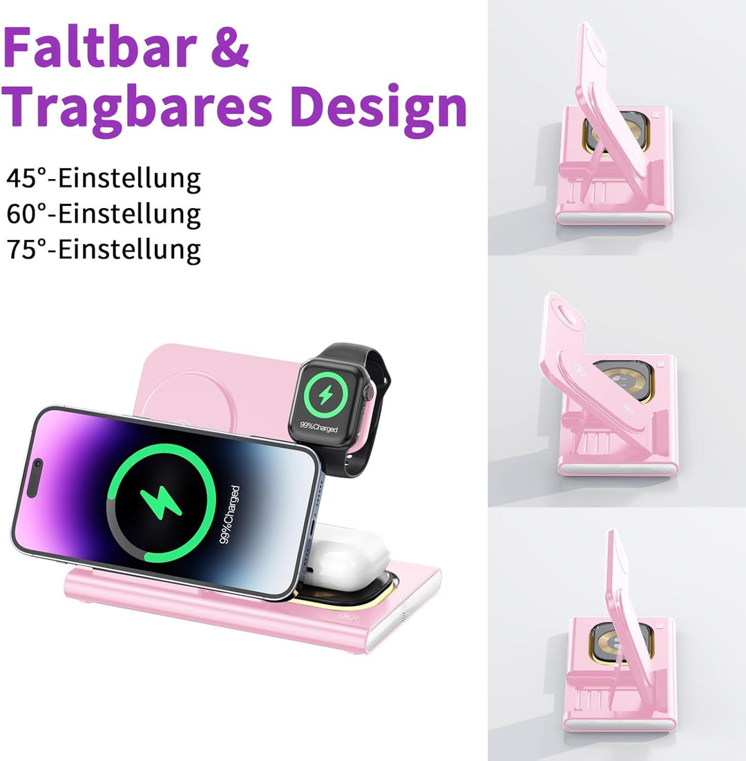 Aimtel 3 in 1 Induktive Ladestation Faltbare&Nachtlichter Kompatibel mit iPhone 17/17 Pro/17 Pro Max