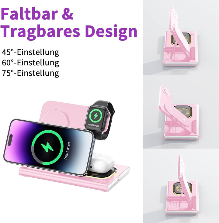 Aimtel 3 in 1 Induktive Ladestation Faltbare&Nachtlichter Kompatibel mit iPhone 17/17 Pro/17 Pro Max
