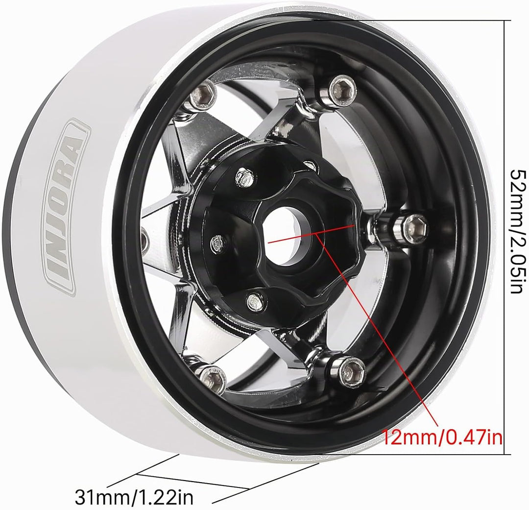 INJORA 1.9" Beadlock Felge - 143g Super Heavy Messing &amp; Aluminium Deep Dish Felge für 1/10 RC Crawle