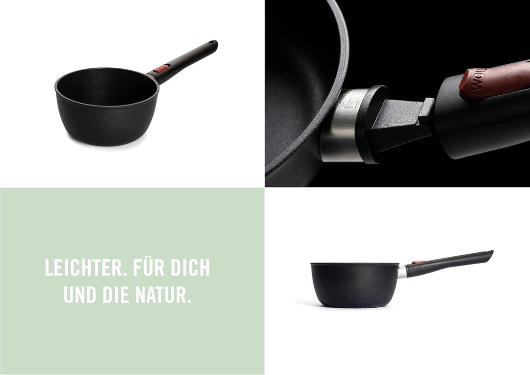 Woll Eco Lite Stieltopf - Induktiv -, Ø 18 cm, 9.5 cm hoch, 2 Liter, mit abnehmbarem Stiel - Geeigne