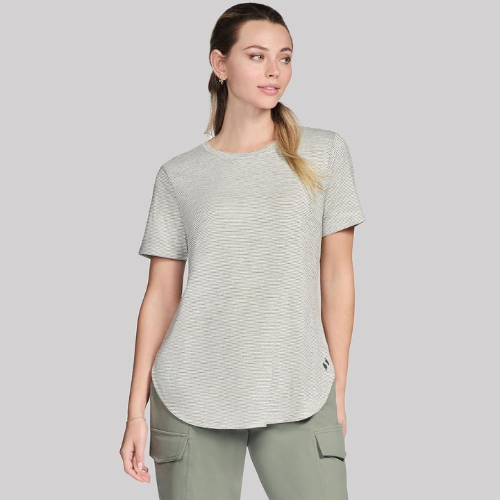 Skechers Damen Godri Swift T-Shirt (1er Pack) S Agave/Ice Stripe Swift Stripe, S Agave/Ice Stripe Sw