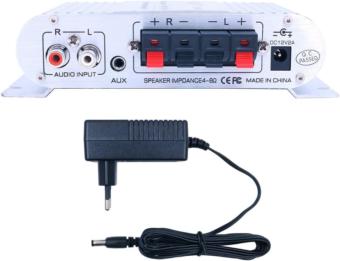 DollaTek LP-808 12V MiNi Tragbarer kabelgebundener HiFi-Verstärker mit 3A-Netzteil für Autotelefon z