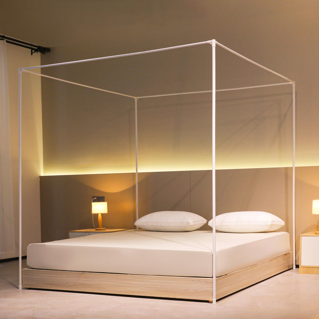 Beyeutao Betthimmel Rahmen 100x200cm Weiss Mückennetz Rahmen Moskitonetz Baldachin Rahmen Bed Canopy