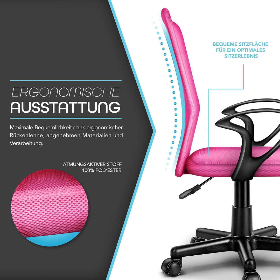 TRESKO Bürostuhl Schreibtischstuhl Drehstuhl, mit Armlehnen &amp; Kunststoff-Leichtlaufrollen, stufenlos