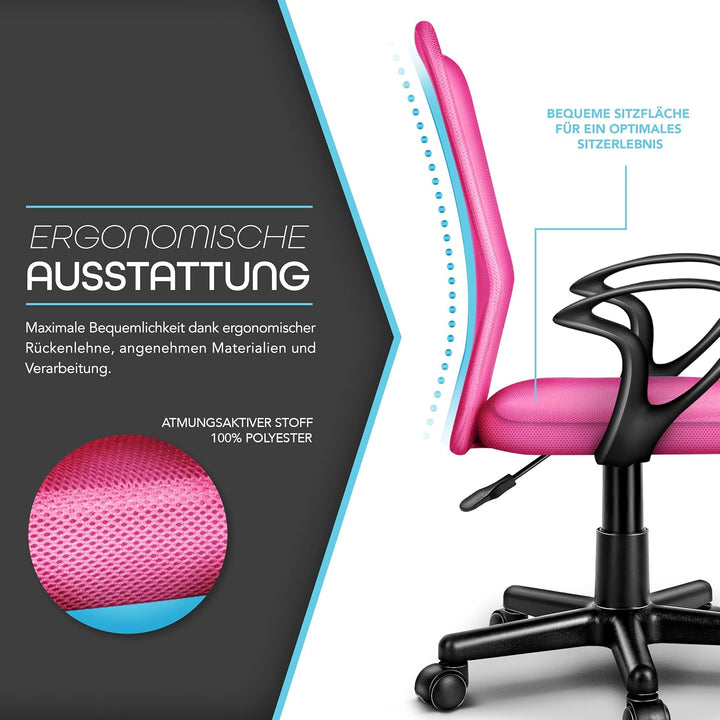TRESKO Bürostuhl Schreibtischstuhl Drehstuhl, mit Armlehnen &amp; Kunststoff-Leichtlaufrollen, stufenlos