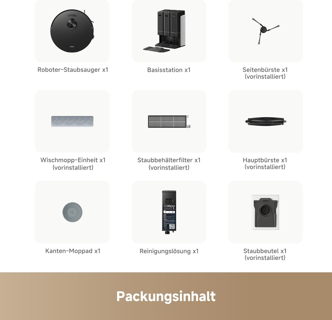 Mova Z50 Ultra saugroboter mit wischfunktion mit 19,000 Pa, 18N Abwärtsdruck, Lift-Mopp & Bürste, Tr