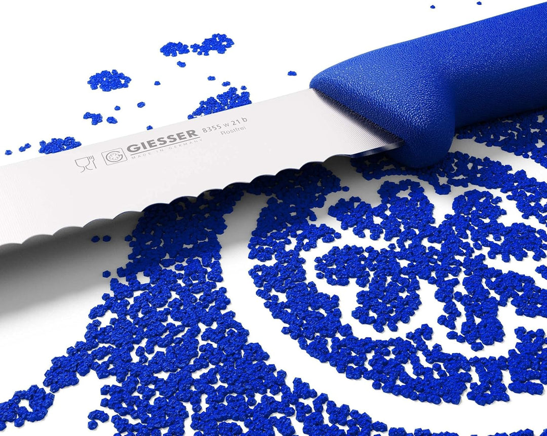 Giesser seit 1776 - Made in Germany - Brotmesser blau, Basic Blue, Klinge 21 cm, Wellenschliff, ruts