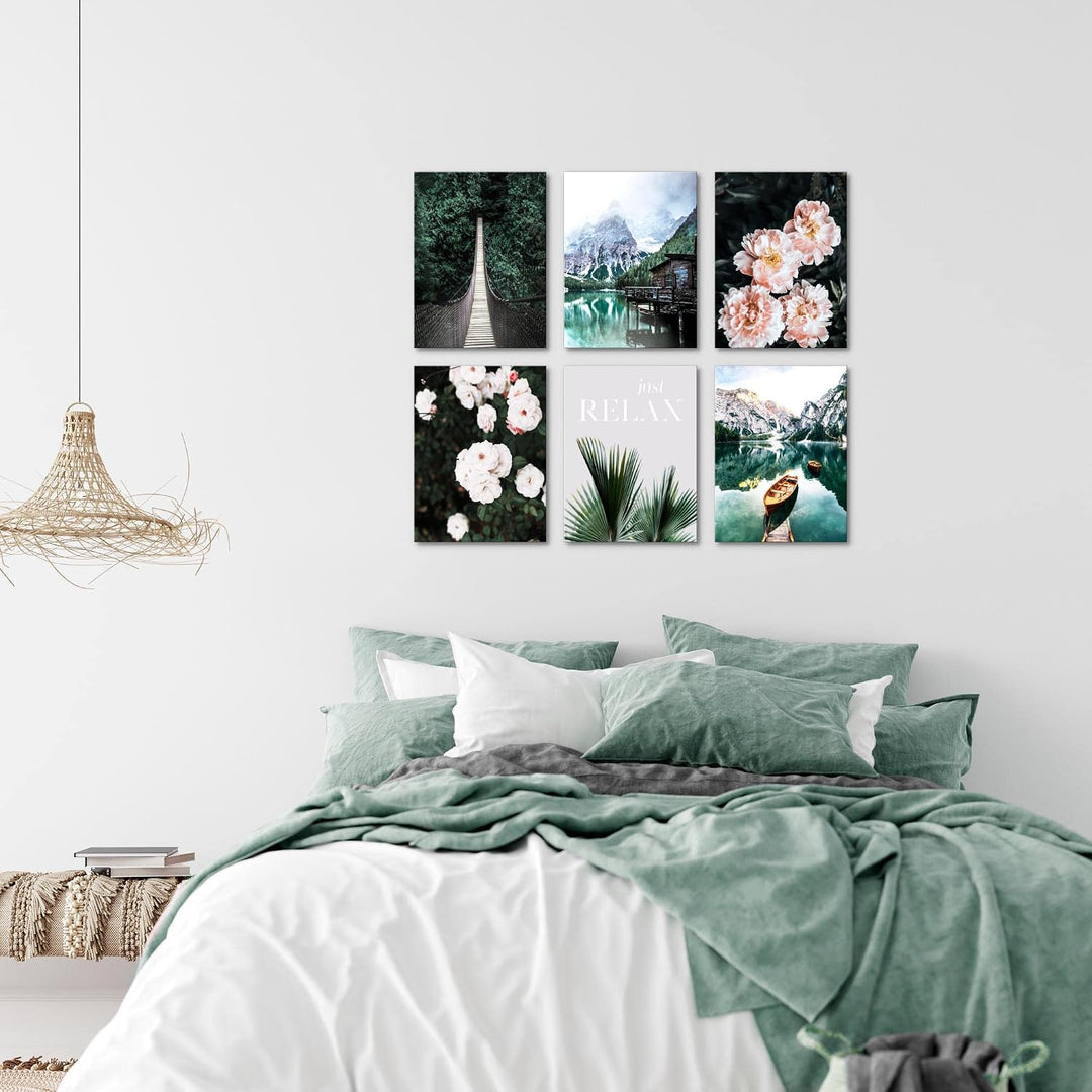 Novart Wandbilder - KEIN EXTRA RAHMEN BENÖTIGT - Wohnzimmer Schlafzimmer - Bilder Modern See Berge g