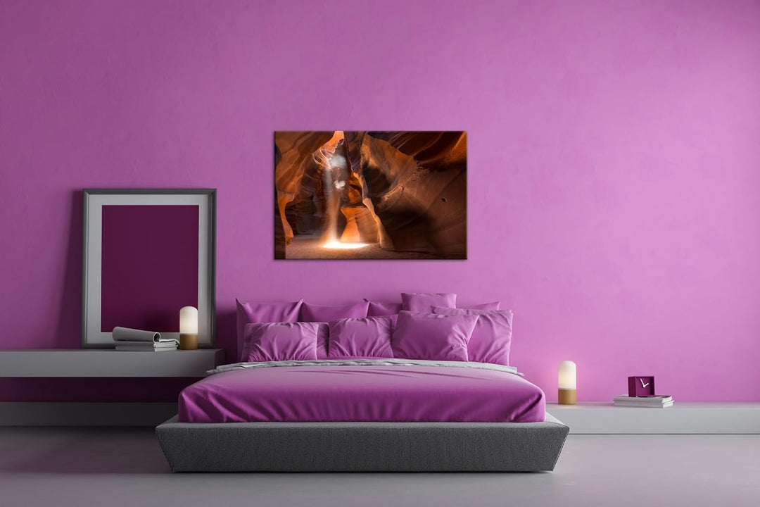 deyoli Höhle mit Licht Format: 80x60 cm als Leinwandbild, Motiv fertig gerahmt auf Echtholzrahmen, H