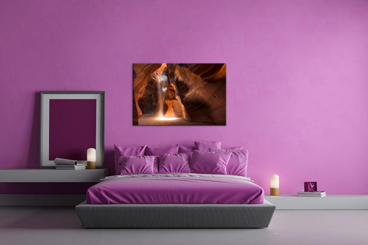 deyoli Höhle mit Licht Format: 80x60 cm als Leinwandbild, Motiv fertig gerahmt auf Echtholzrahmen, H