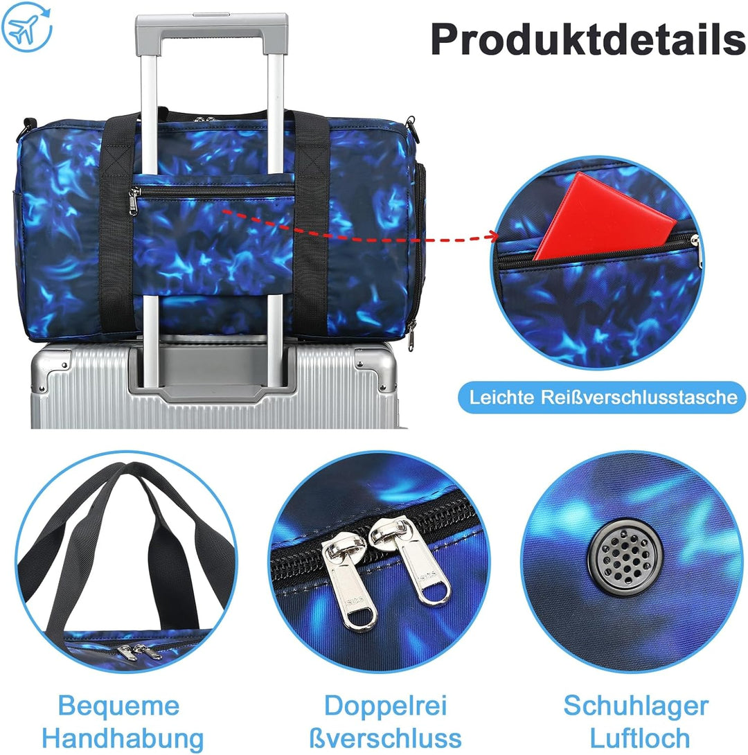 LEDAOU Sporttasche Kinder Schwimmtasche Jungen Damen mit Schuhfach und Nassfach Badetasche Teenager