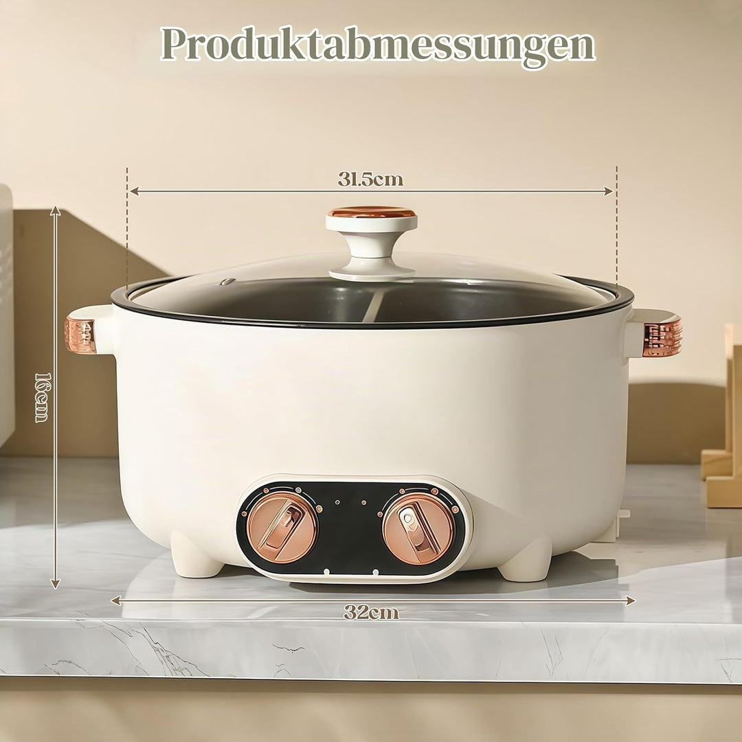 Hot Pot Olla Eléctrica, 5.5L Hot Pot, 1700W Multifuncional Antiadherente con Calefacción Rápida &amp; Do