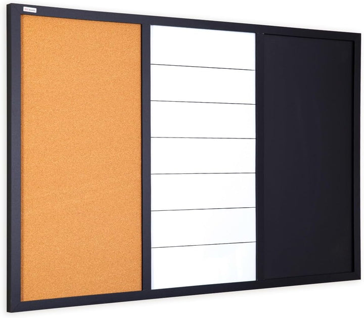 ALLboards 3-in-1-Kombitafel: Whiteboard, Kreidetafel magneitsch, Kork 90×60 cm + Zubehör 90x60cm 3 i