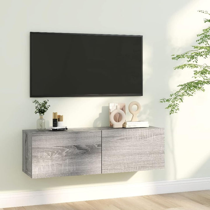 Festnight TV Wandboard Hängend Grau Sonoma TV-Wandschrank Lowboard Hangend Hängeschränke Hänge TV Bo
