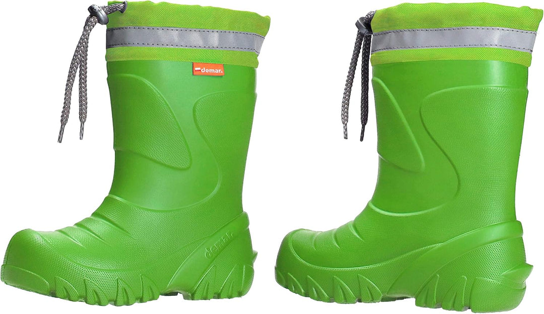 DEMAR. Eva federleichte Kinder Gummistiefel mit Stulpe gefüttert mit Wolle MMT-S 24/25 EU Grün, 24/2