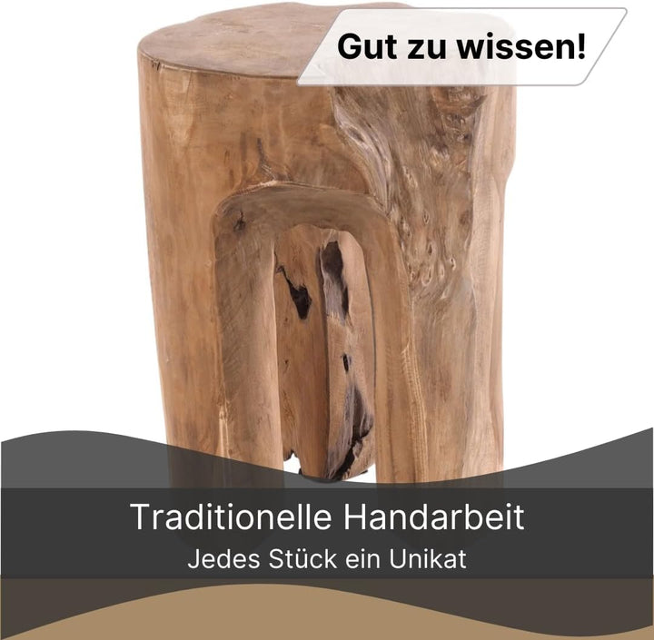 DESIGN DELIGHTS RUSTIKALER BAUMSTAMM HOCKER Log | 41x29x29 cm (HxBxT), Altholz, Natur | Sitzhocker L