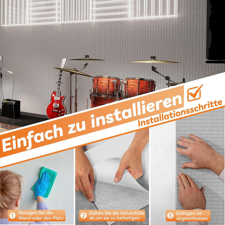 LZQ Akustikpaneel Akustikplatten Selbstklebend 120x60cm Wandpaneel Schalldämmung Akustik Wandverklei