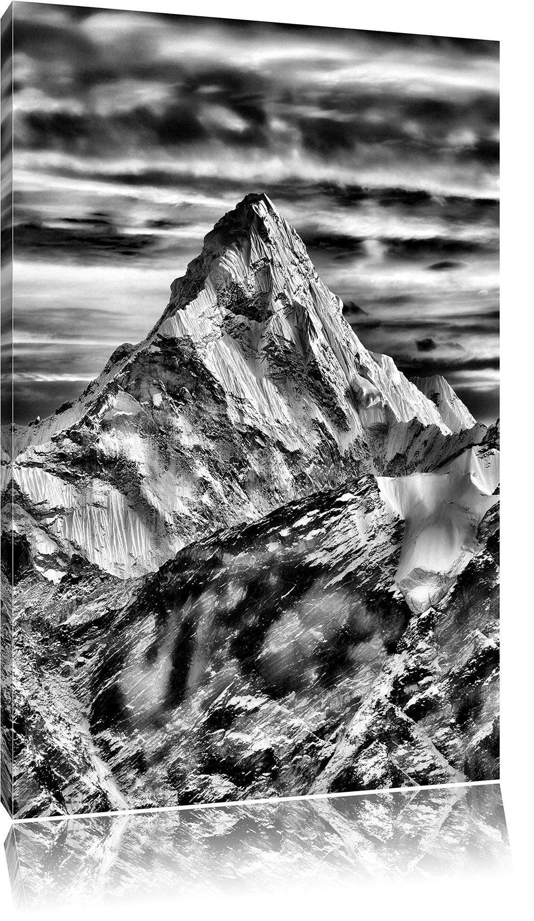 Pixxprint Berge in der Sonne / 100x70cm Leinwandbild bespannt auf Holzrahmen/Wandbild Kunstdruck Dek