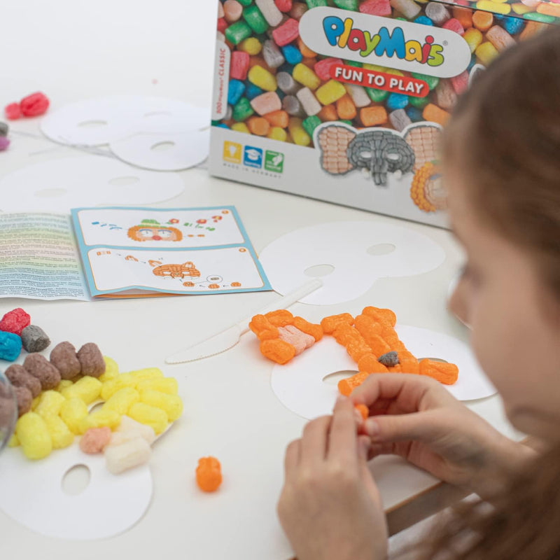 PlayMais FUN TO PLAY Masks Bastel-Set für Kinder ab 3 Jahren | Motorik-Spielzeug mit 500 Stück und 6