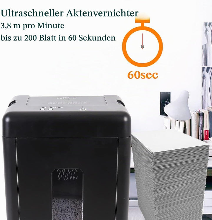 WOLVERINE 15-Blatt-P5-Hochsicherheits-Aktenvernichter mit Super-Mikroschnitt für schweres Papier, CD