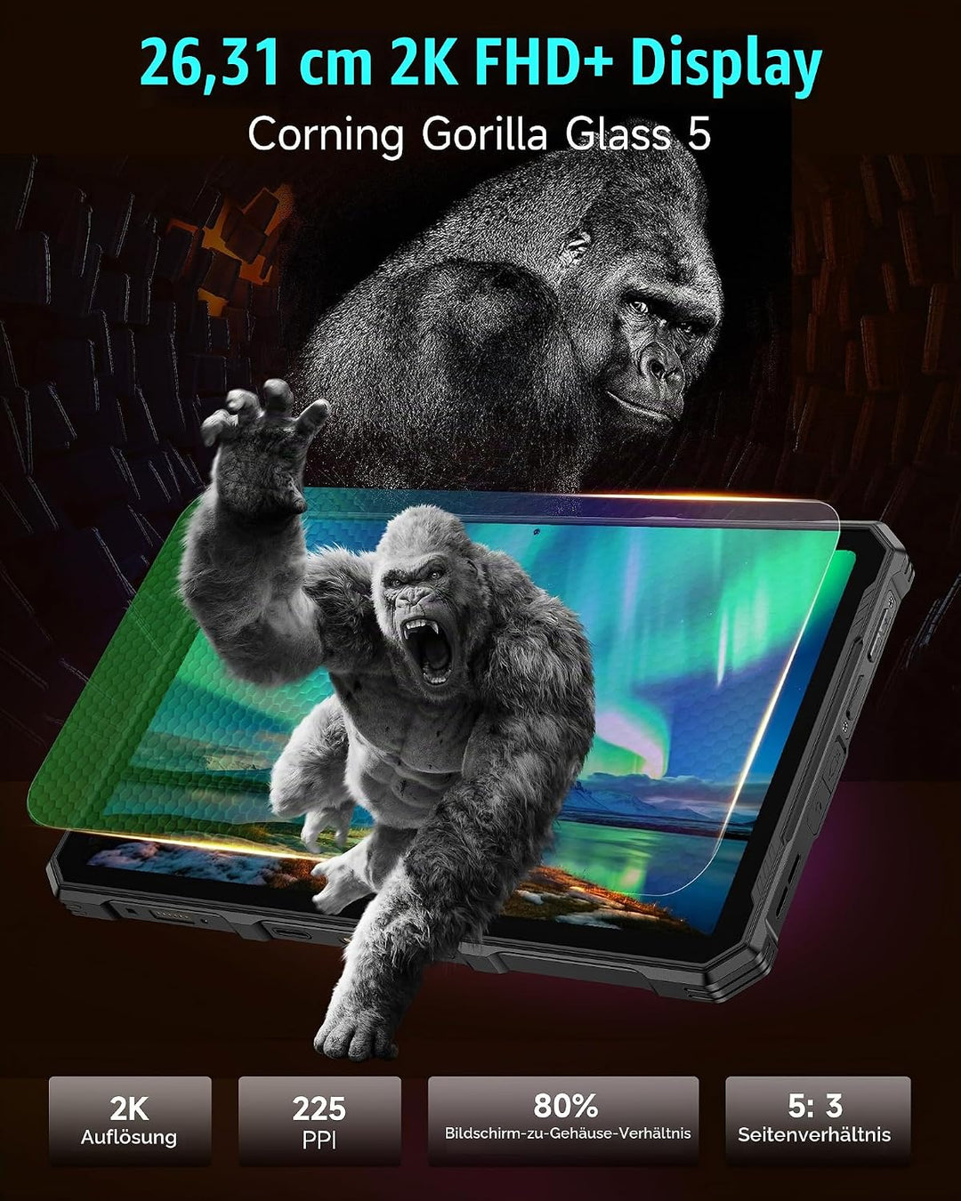 Ulefone Armor Pad 4 Ultra 5G Outdoor Tablet 10080mAh, Android 14 Wasserdicht IP68K, 16GB+256GB/SD-2T