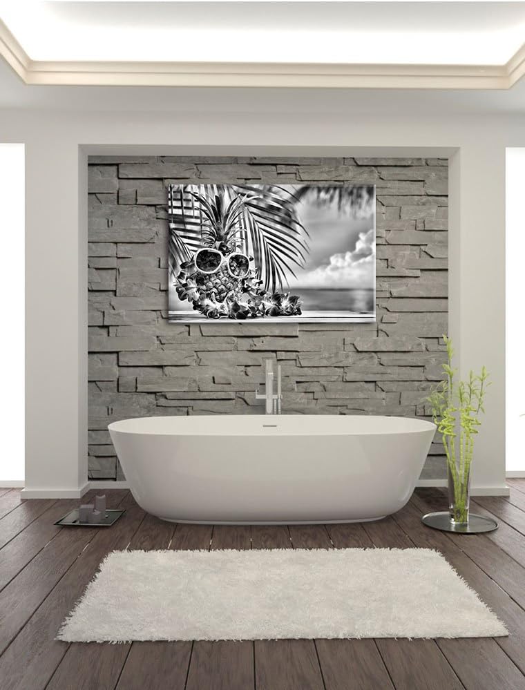 Pixxprint Ananas mit Sonnenbrille als Leinwandbild/Grösse: 100x70 / Wandbild/Kunstdruck/fertig bespa