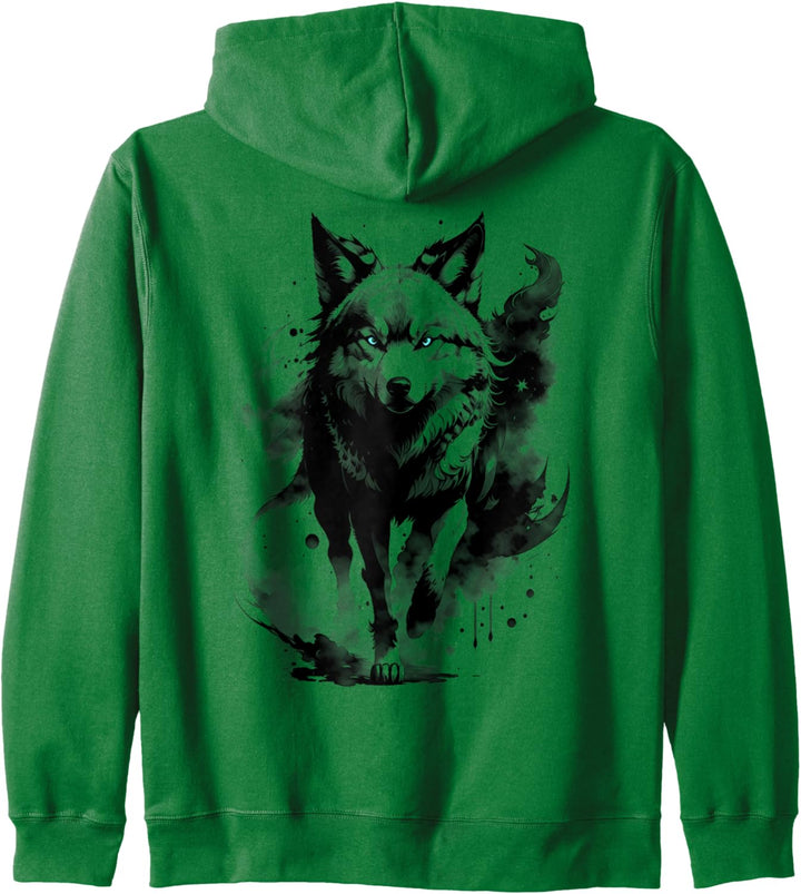 Modischer Wolf mit blauen Augen im künstlerischen Design Kapuzenjacke