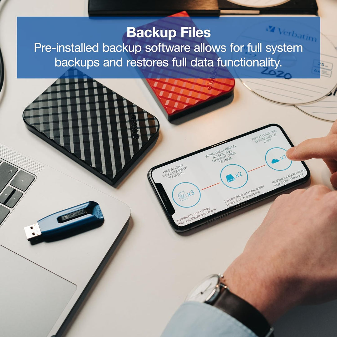 Verbatim Store 'n' Go SuperSpeed, 2 TB, Schwarz geriffelt, Externe Festplatte, USB 3.0, Festplatte e