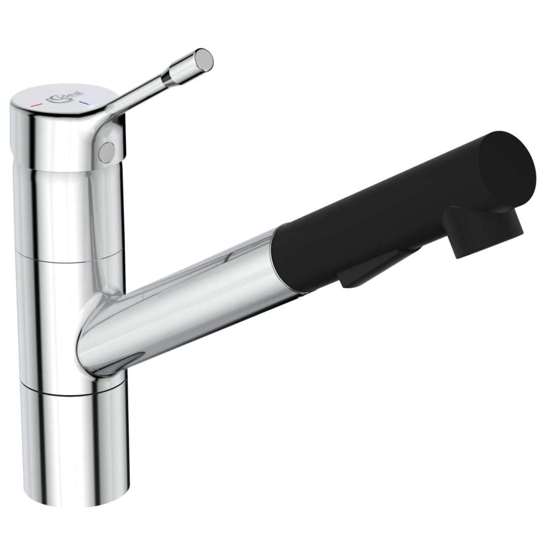 Ideal Standard BC297AA Ceralook Küchenarmatur verlängerter Sockel Handbrause ausziehbar, Handbrause