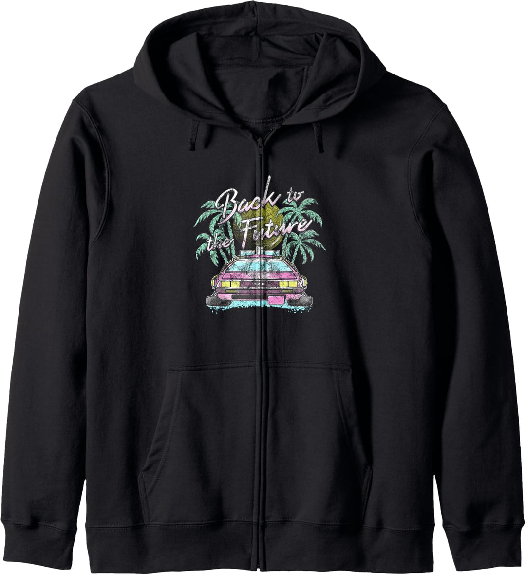 Back To The Future DeLorean Retro Palm Trees Kapuzenjacke