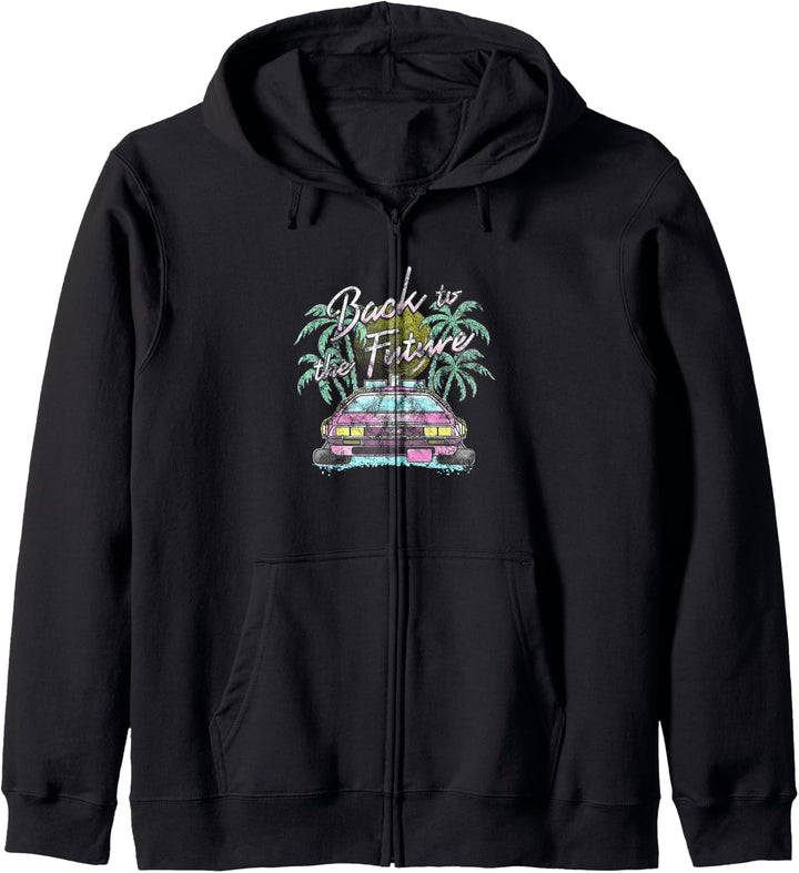 Back To The Future DeLorean Retro Palm Trees Kapuzenjacke