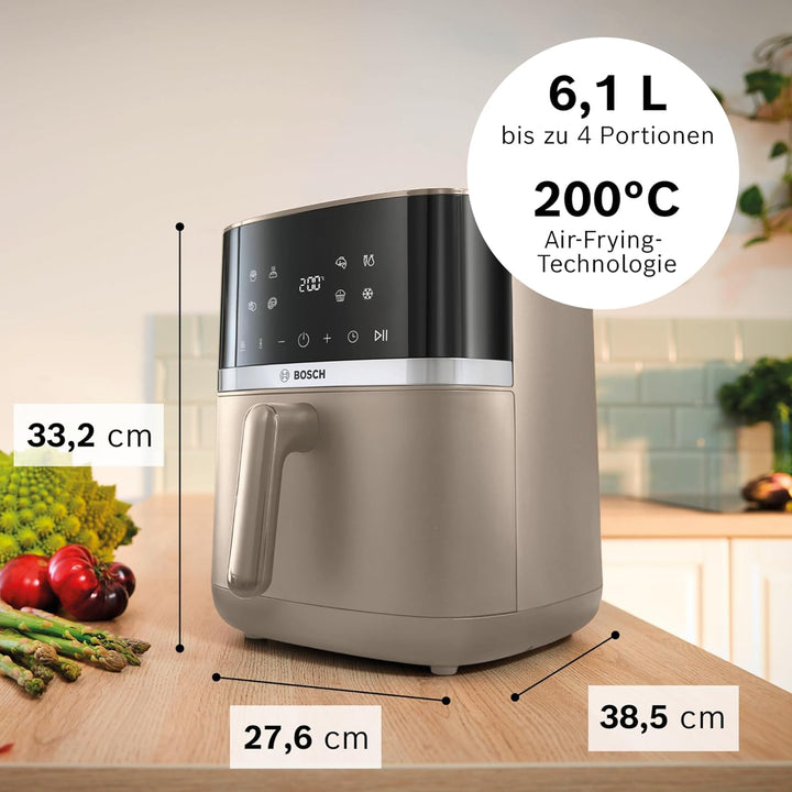 Bosch Heissluftfritteuse Serie 4, XL Air Fryer, creme, 6,1 L Fassungsvermögen, 7 Voreinstellungen, A