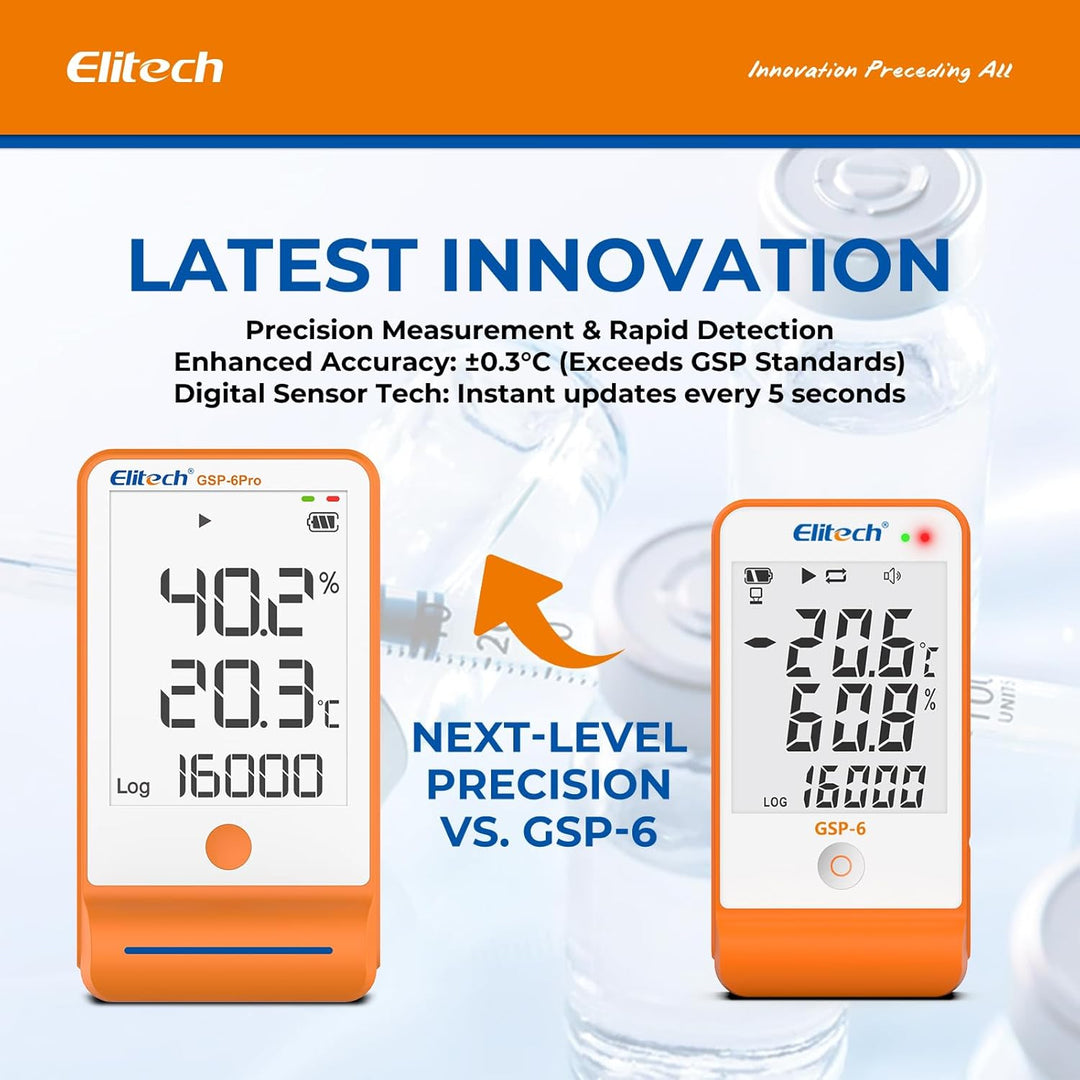 Elitech GSP-6 Temperatur Datenlogger Temperatur Luftfeuchtigkeits Datenlogger 16000 Punkte Aufnahmek