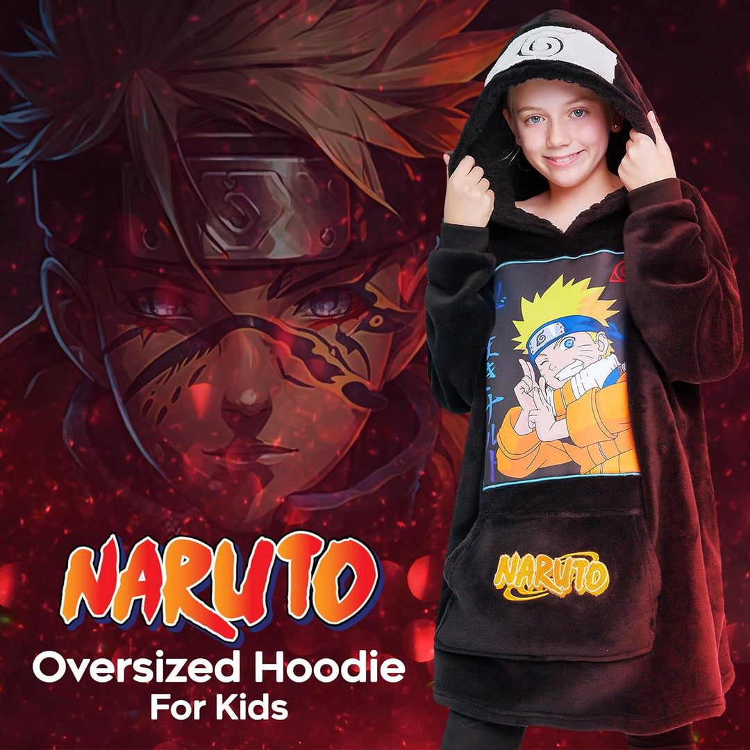 Naruto Übergrosse Decke Hoodie Kinder Anime Kapuzenpullover Jungen und Mädchen Teenager