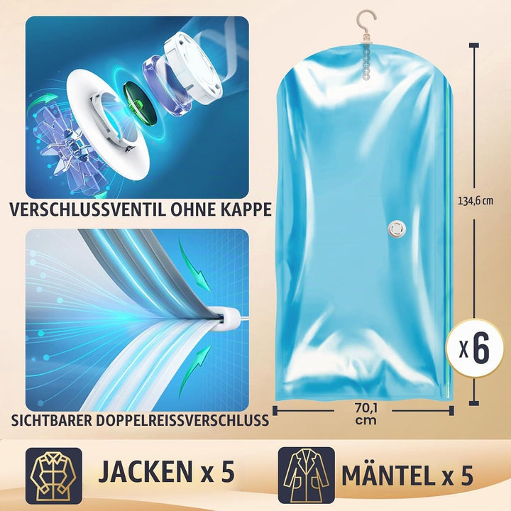 TAILI Vakuumbeutel für Kleidung Hängend, Vacuum Bags for Clothing Vakuumierbeutel Kleidung Mit Kleid