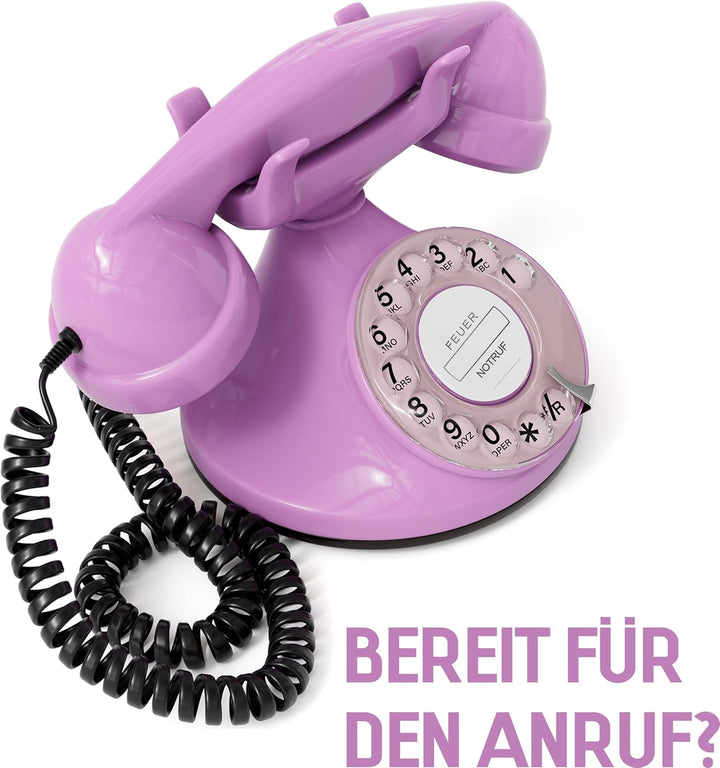 OPIS FunkyFon Cable: Retro Telefon mit Wählscheibe in geschwungenem 1920er Stil mit elektronischer K