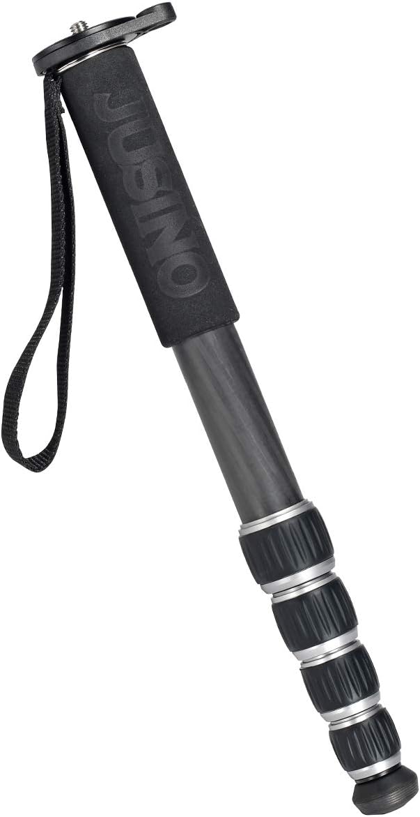 Robustes leichtes Monopod aus hochwertigem Karbon mit 5 Segmenten und Schnelldrehverschlüssen, 40cm