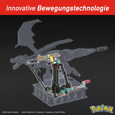 MEGA Pokémon Actionfigur Bauspielzeug für Erwachsene, zusammenbaubares, bewegliches Glurak mit 1664