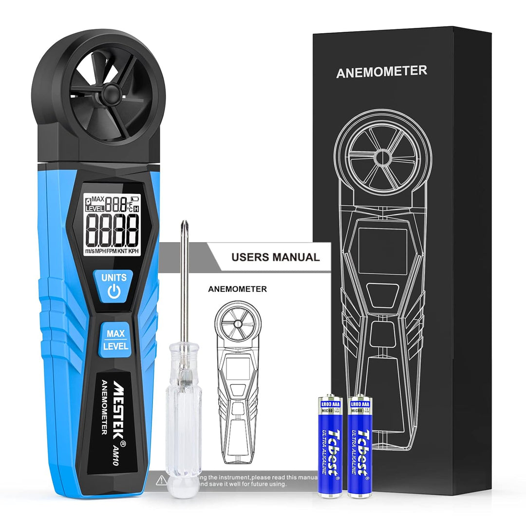 MESTEK Digitaler Anemometer Windmesser Windmessgerät Handheld Windgeschwindigkeit Lufttemperatur Max